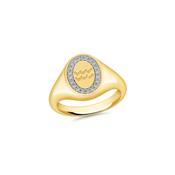 Star Sign Halo Signet Ring