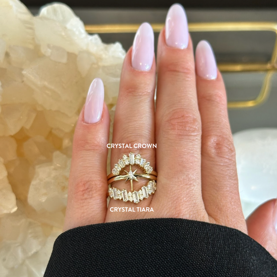 Crystal Crown Baguette Ring