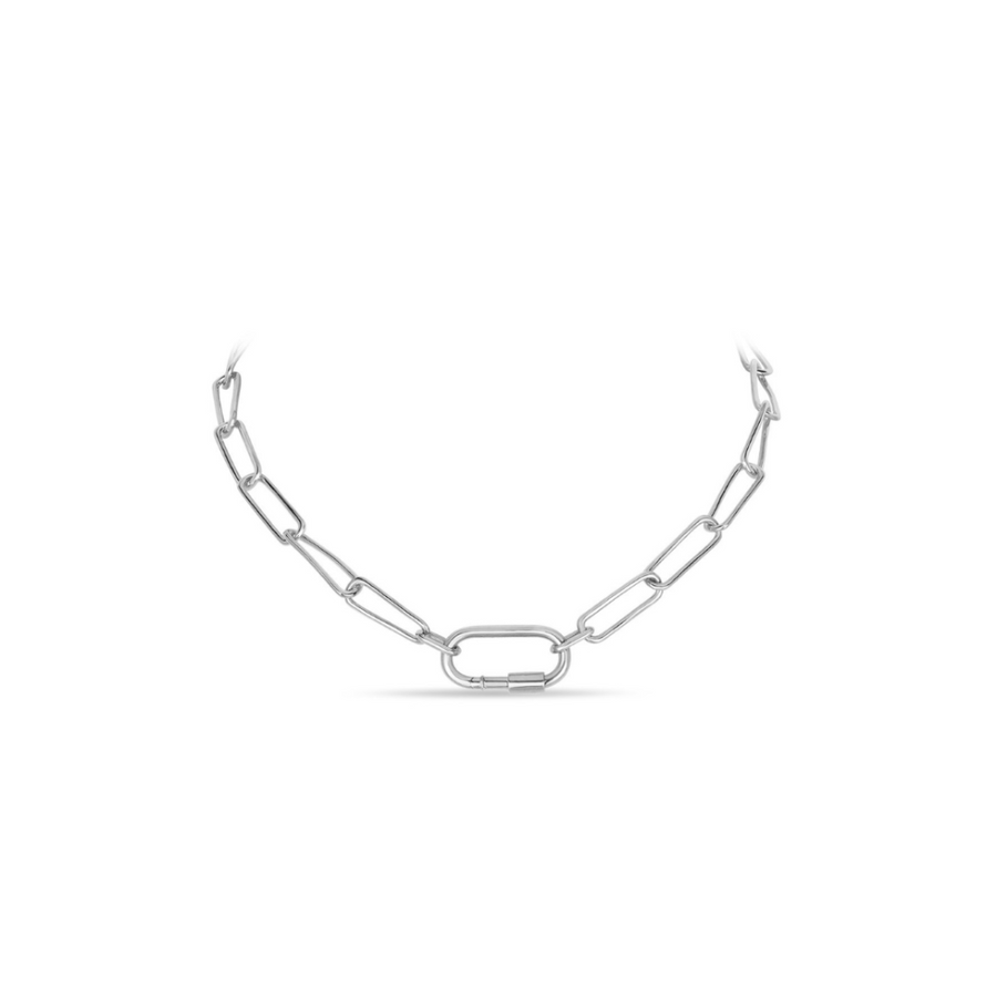 Silver Lock Necklace Sterling Silver Paperclip Chain Love 
